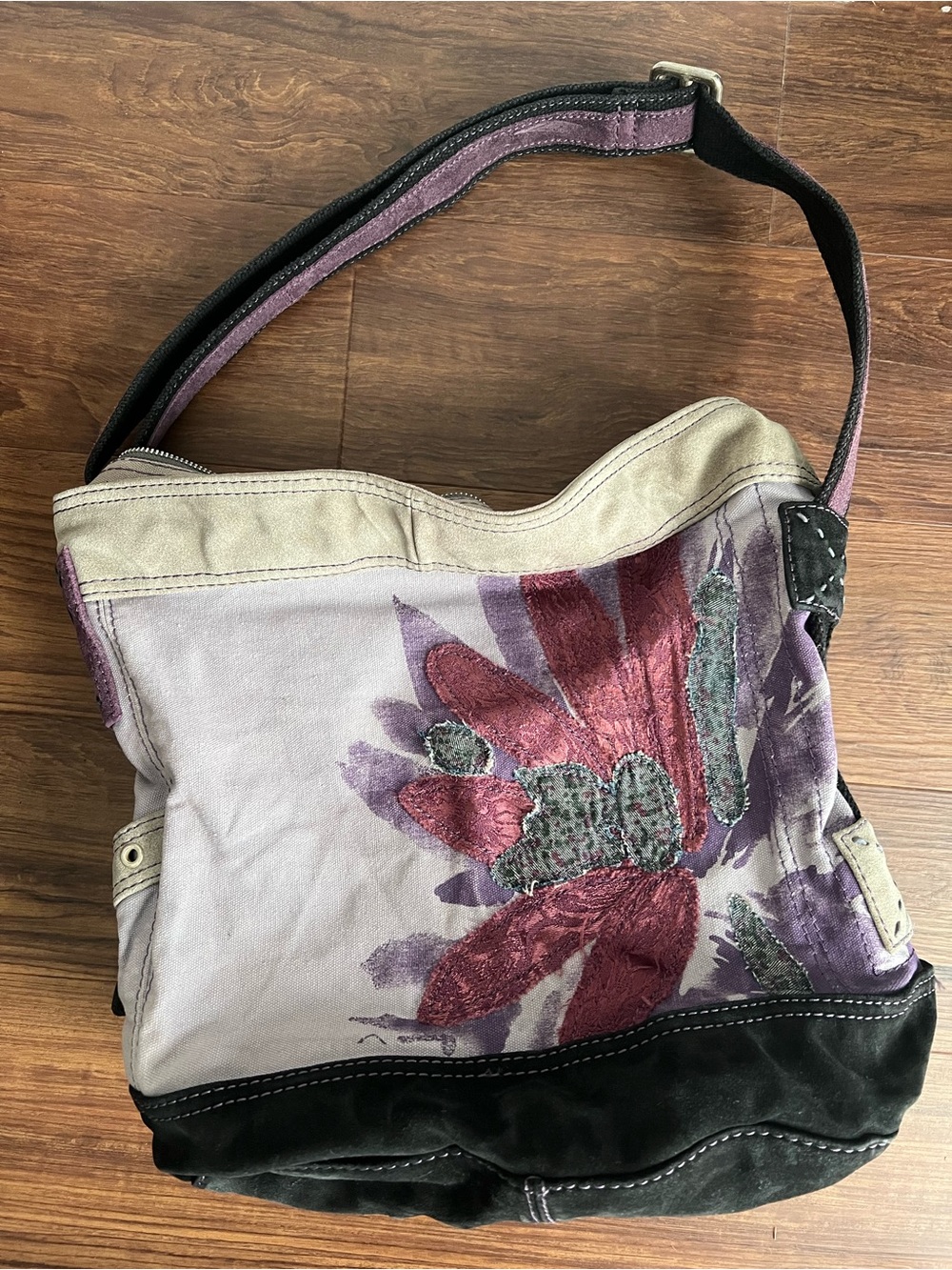 Vintage Lucky Brand Canvas and Suede Bucket Bag 90s 00s - Picture 2 of 6